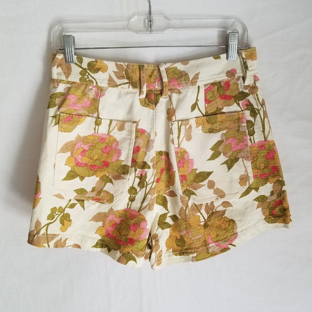 Rebecca Taylor Yellow Floral High Waist Shorts Size 8 (fits like a 6) - Picture 4 of 6